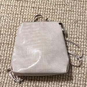 Elegant Cream Crocodile-Embossed Backpack